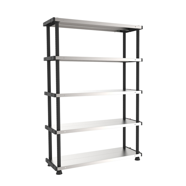  Scaffale - 5 ripiani - 119 x 45 x 185 cm - PPL /metallo - grigio/nero - Terry 