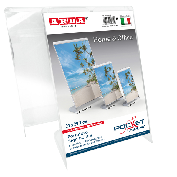  Portadepliant/Portafoto - 21 x 30 cm - plastica cristallo - Arda 