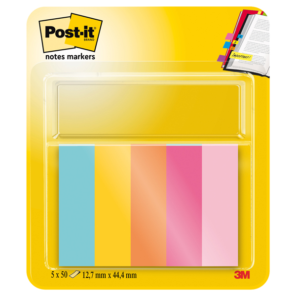  Segnapagina Post-it - 670-5JA-EU - in carta - 12,7 x 44 mm - 5 colori assortiti - Post-it - conf. 250 pezzi 