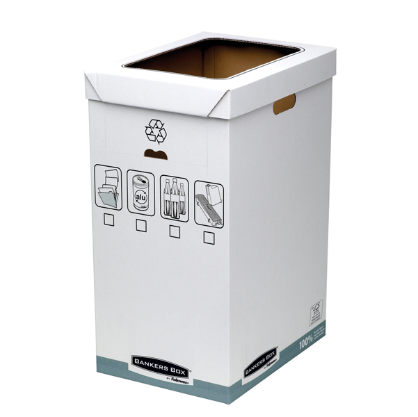  Cestino per riciclo Bankers Box System - 30 x 60 x 50 cm - 90 L - bianco - Fellowes 