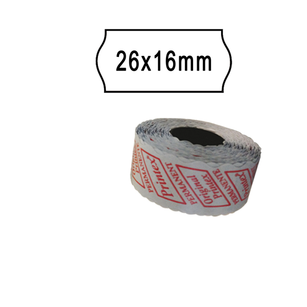  Rotolo da 1000 etichette a onda per Printex Smart 16/2616 e Z Maxi 6/2616 - 26x16 mm - adesivo permanente - bianco - Printex - pack 10 rotoli 