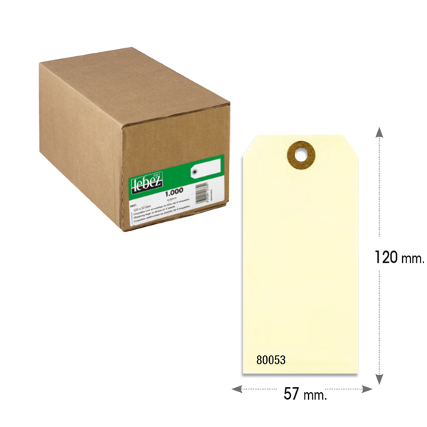  Etichette per spedizioni - in cartoncino - con foro - 120 x 60 mm - avana - Lebez - conf. 1000 pezzi 