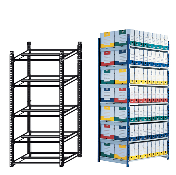  Scaffale RANG'ECO - modulo base - 5 ripiani - 100 x 70 x 200 cm - grigio - Paperflow 