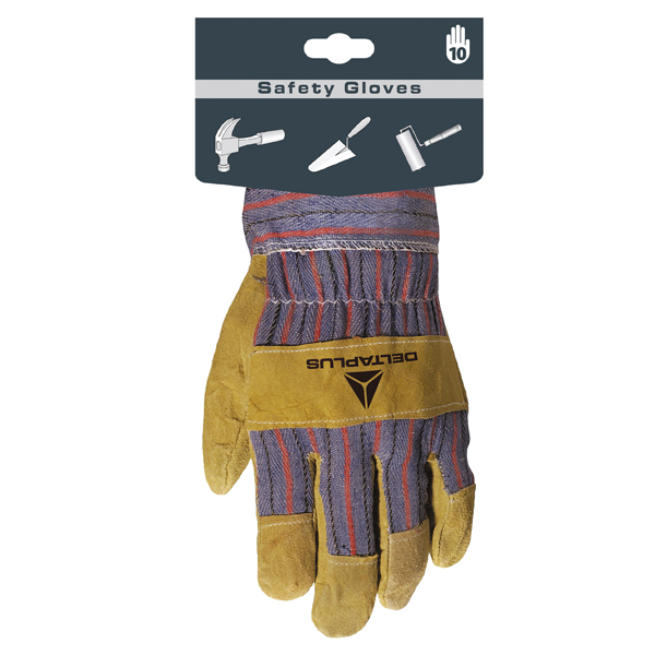  Guanti Docker DC103 - pelle crosta di bovino - taglia 10 - beige/blu - Deltaplus 