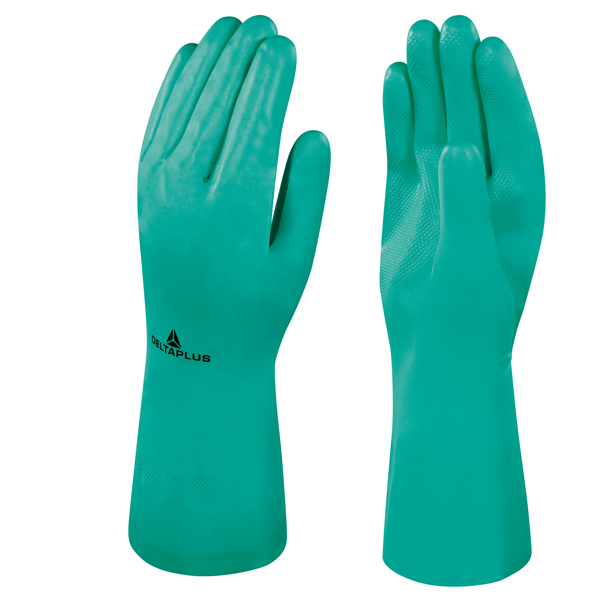  Guanti da lavoro industriale Nitrex 801 - nitrile floccato cotone - taglia 08 - verde - Deltaplus 
