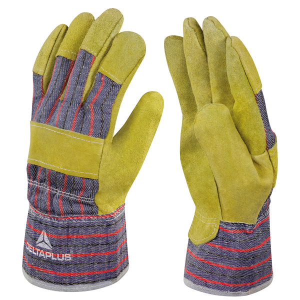  Guanti Docker DC103 - pelle crosta di bovino - taglia 10 - beige/blu - Deltaplus 