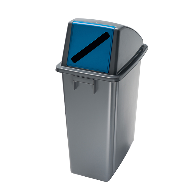  Contenitore Office 60 Lt - con feritoia per carta - 33x46x79 cm - grigio/blu - Medial 