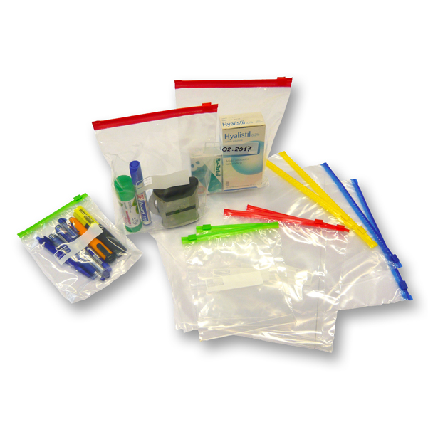  Buste slider - con chiusura zip e cursore - 23,5 x 32 x 6 cm - 70 micron - PE - trasparente/blu - Viva - conf. 50 pezzi 