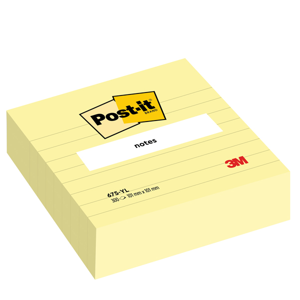 Blocco 300 foglietti Post it® Super Sticky - 675YL - a righe - 100 x 100 mm - giallo Canary - Post it® 