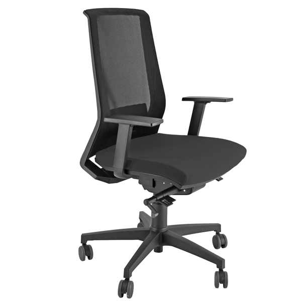  Poltrona semidirezionale Light - con ruote e braccioli - nero - Unisit 