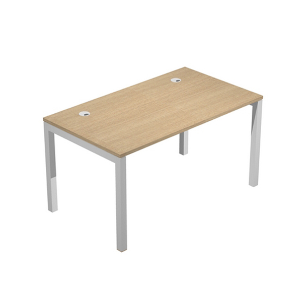  Scrivania singola Agorà - 140 x 80 x 74,6 cm - Rovere/grigio alluminio 