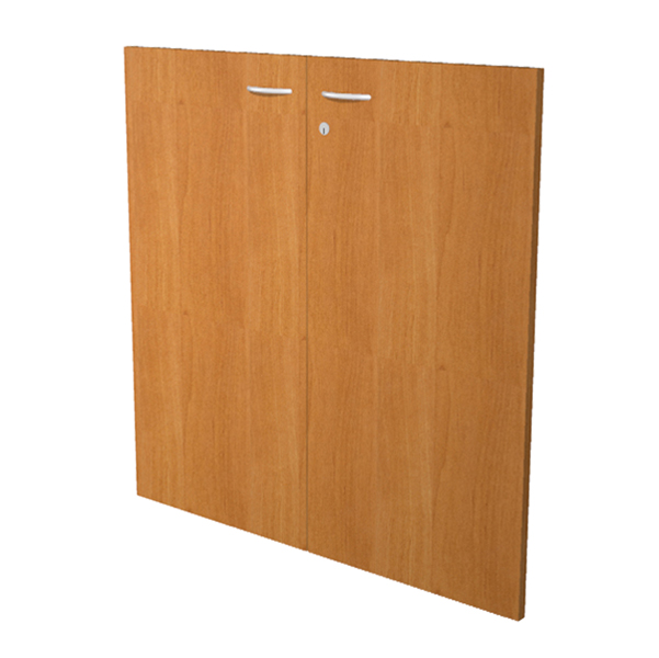  Coppia ante per libreria modulare - bassa - 76 cm - melaminico - con serratura - noce chiaro 