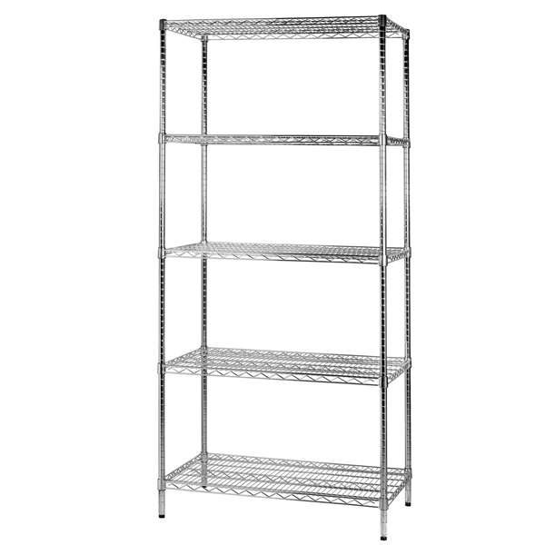  Kit scaffale Archimede - 5 ripiani - 60 x 90 x 200 cm - acciaio cromato - Serena Group 