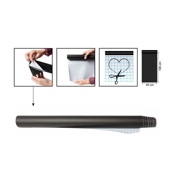  Lavagna adesiva in rotolo - 100 x 45 cm - nero - Securit 