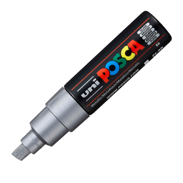  Marcatore Uni Posca PC8K - punta a scalpello 8mm - argento - Uni Mitsubishi 