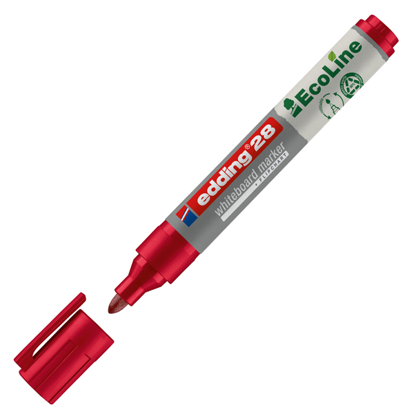  Marcatore per lavagne bianche 28 EcoLine - punta conica - da 1,5 a 3 mm - rosso - Edding 