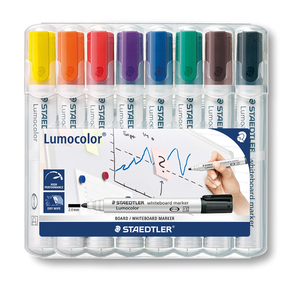  Marcatore cancellabile Lumocolor whiteboard 351 - tratto 2,0 mm - Staedtler - astuccio 8 pezzi 