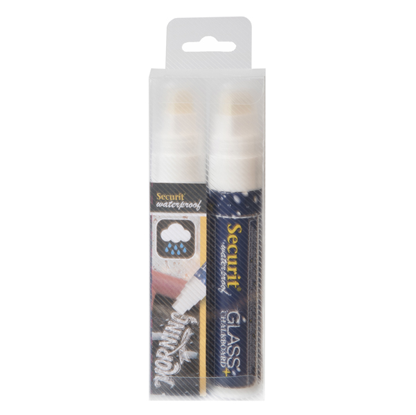  Marcatore a gesso liquido waterproof - punta fine 7,00 - 15,00 mm - bianco - Securit - conf. 2 pezzi 