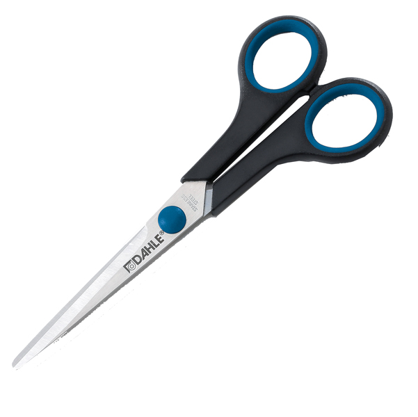  Forbici Comfort Grip - impugnatura in gomma morbida - lama in acciaio inox - 18 cm - blu/grigio - Dahle 