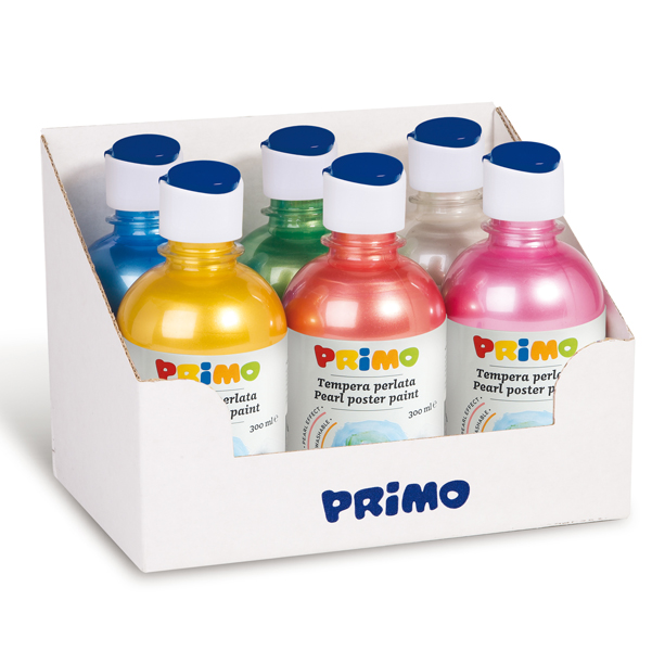  Tempera brillante perlata - 300ml - colori perlati assortiti - Primo - box 6 colori 
