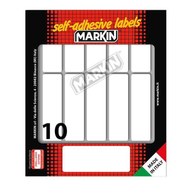  Etichette adesive - in carta - permanenti - 70 x 20 mm - 10 et/fg - 10 fogli - bianco - Markin 