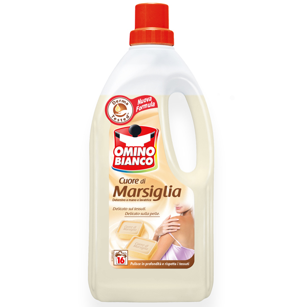  Detersivo liquido Cuore di Marsiglia - a mano e in lavatrice - 1 L - Omino Bianco 