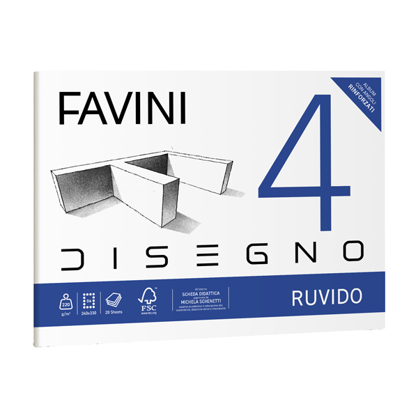  Album Favini 4 - 24 x 33 cm - 220 gr - 20 fogli - ruvido - Favini 