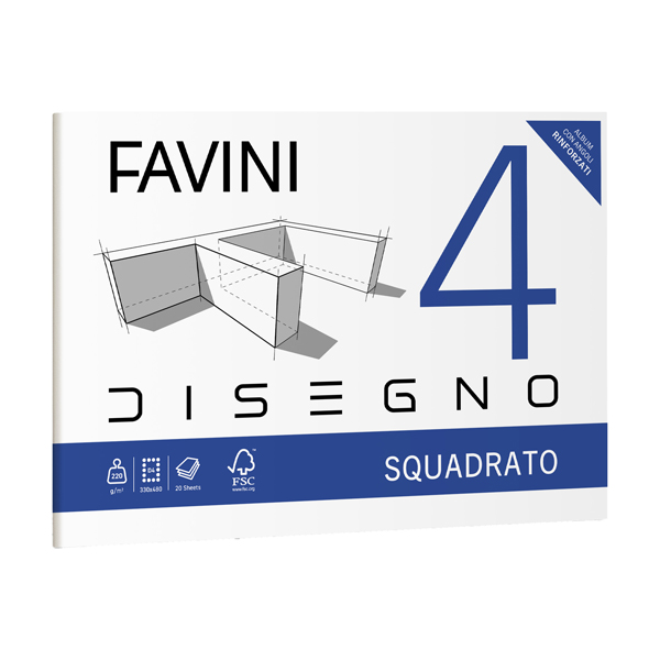  Album Favini 4 - 33 x 48 cm - 220 gr - 20 fogli - liscio squadrato - Favini 