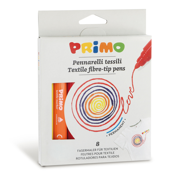  Pennarelli per tessuto - colori assortiti - Primo - astuccio 8 pezzi 