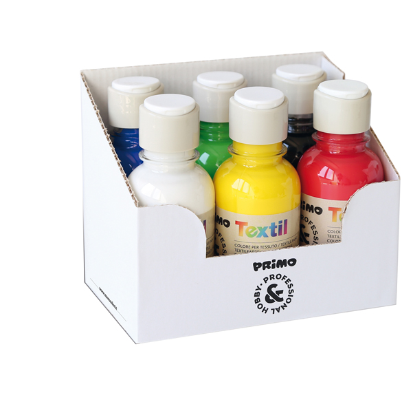  Colori per tessuti - 125 ml - colori assortiti - Primo - box 6 pezzi 