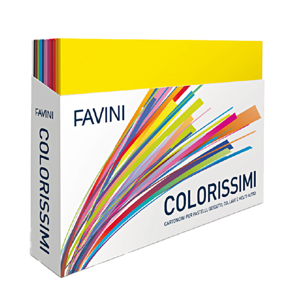  Cartoncino Bristol Color - 50 x 70 cm - 200 gr - colori assortiti - Favini - box display 240 fogli 