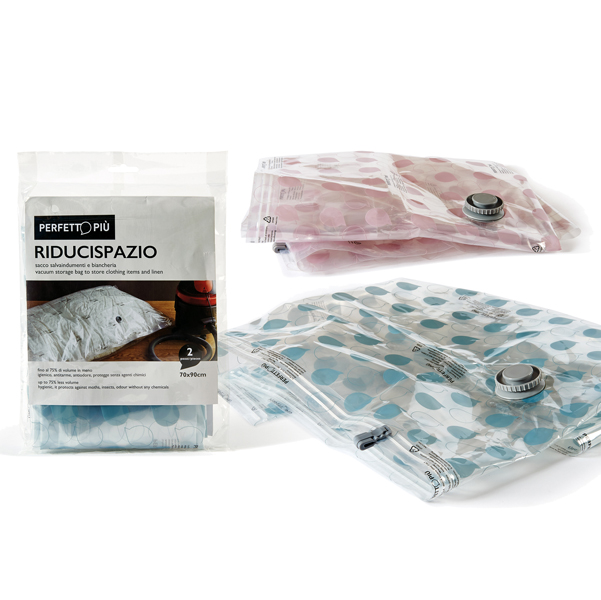  Sacco Riducispazio - chiusura con zip e valvola - 80x120 cm - PPL - trasparente - Perfetto - conf. 1 pezzo 