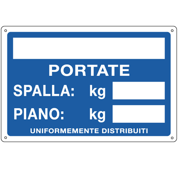  Cartello segnalatore - 30x20 cm - PORTATE: SPALLA/PIANO - alluminio - Cartelli Segnalatori 