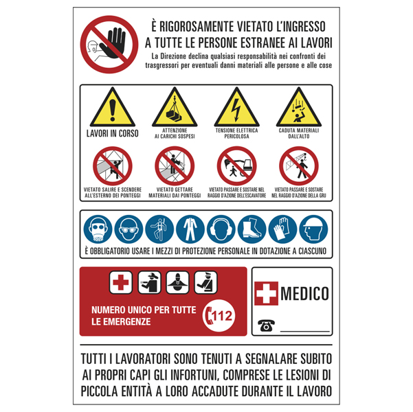  Cartello segnalatore - 67x100 cm - cantiere multisimbolo - polionda - Cartelli Segnalatori 