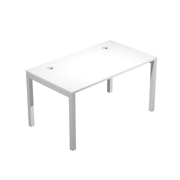  Scrivania singola Agorà - 140 x 80 x 74,6 cm - Bianco/grigio alluminio 