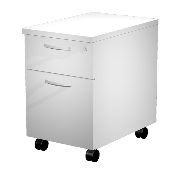  Cassettiera Agorà - 1 cassetto + 1 classificatore - con ruote - 44 x 60 x 60 cm - bianco 