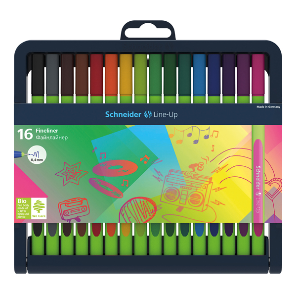  Fineliner Line-Up - punta 0,4mm - colori assortiti - Schneider - astuccio 16 pezzi 