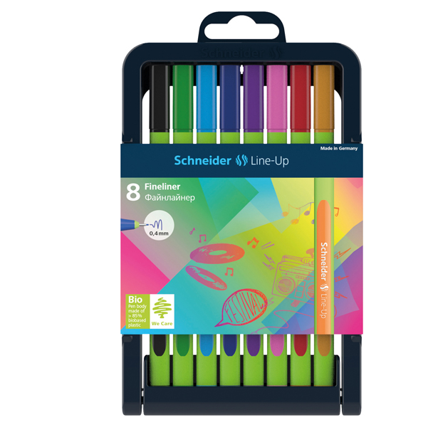  Fineliner Line-Up - punta 0,4mm - colori assortiti - Schneider - astuccio 8 colori 
