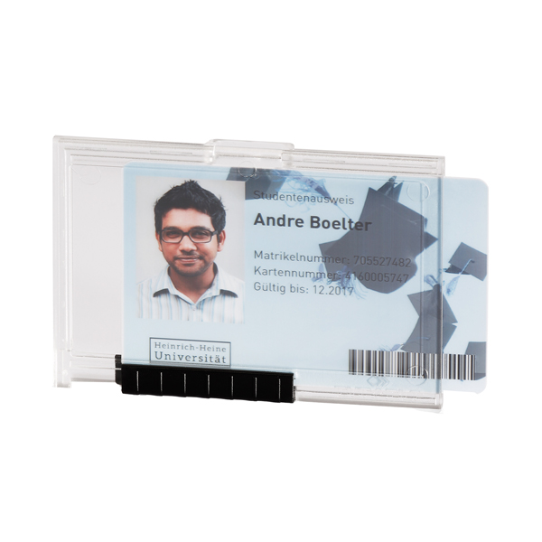  Portabadge PushBox Mono - 1 tessera inseribile - 5,4 x 8,7 cm - Durable - conf. 10 pezzi 