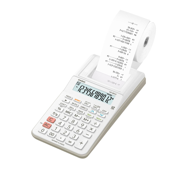  Calcolatrice scrivente HR-8RCE - 12 cifre - 8,2 x 10,2 x 23,9 cm - bianco - Casio 