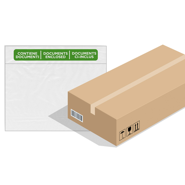  Busta adesiva Speedy Doc - con stampa "contiene documenti" - C5 (23 x 16,5 cm) - PPL/PE - trasparente - Favorit - conf. 1000 pezzi 
