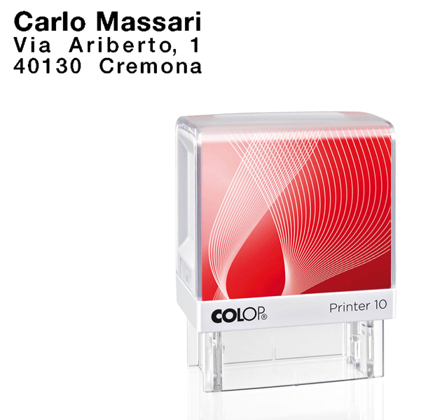  Timbro Printer 10 - 10 x 27 mm - 3 righe - autoinchiostrante - nero - Colop 