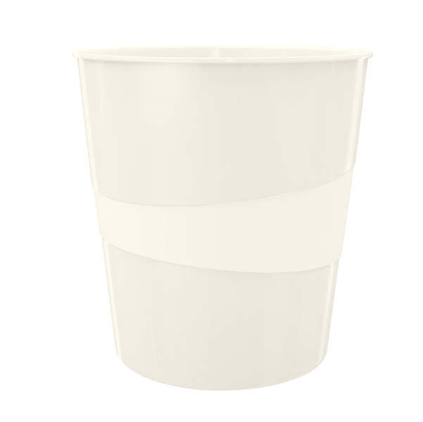  Cestino gettacarte WOW - altezza 32,4 cm - diametro 29 cm - 15 L - bianco metallizzato - Leitz 