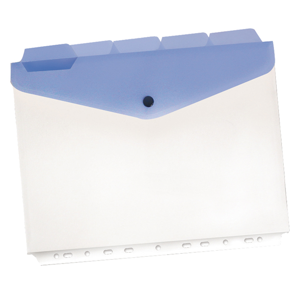  Buste a foratura universale con bottone e separatori - A4 - trasparente - Beautone - conf. 5 pezzi 