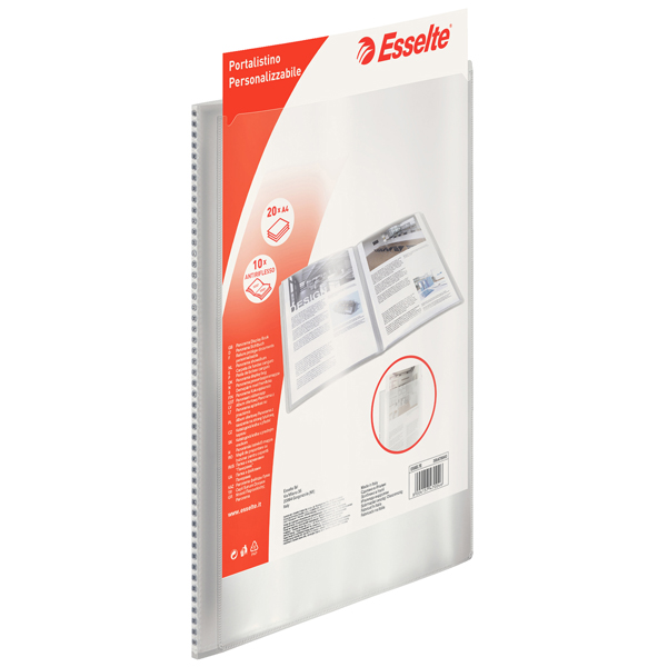  Portalistini personalizzabile - 22x30 cm - 40 buste antiriflesso - trasparente - Esselte 