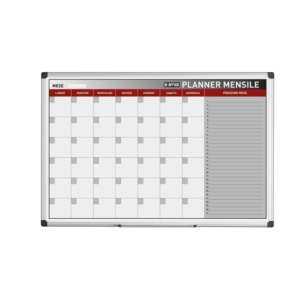  Planner magnetico mensile - 90 x 60 cm - silver - Bi-Office 