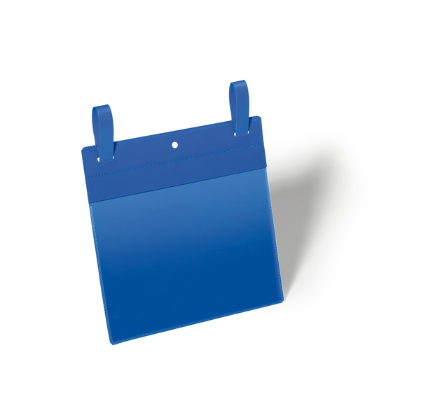  Buste identificative - con fascette di aggancio - A5 orizzontale - blu - Durable - conf. 50 pezzi 