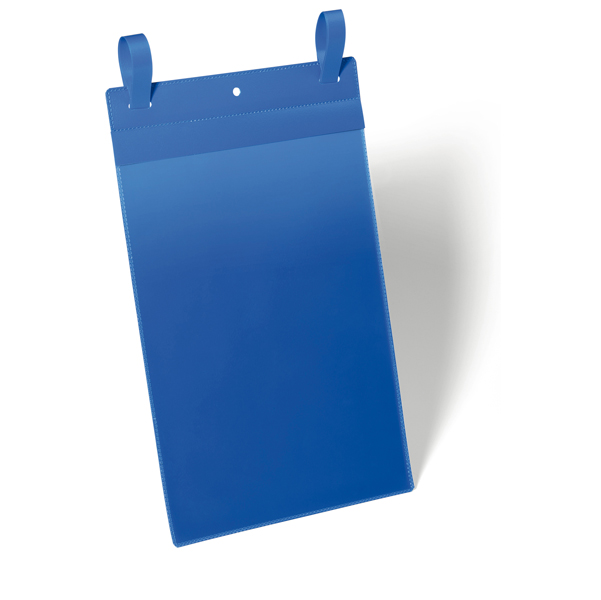  Buste identificative - con fascette di aggancio - A4 verticale - blu - Durable - conf. 50 pezzi 