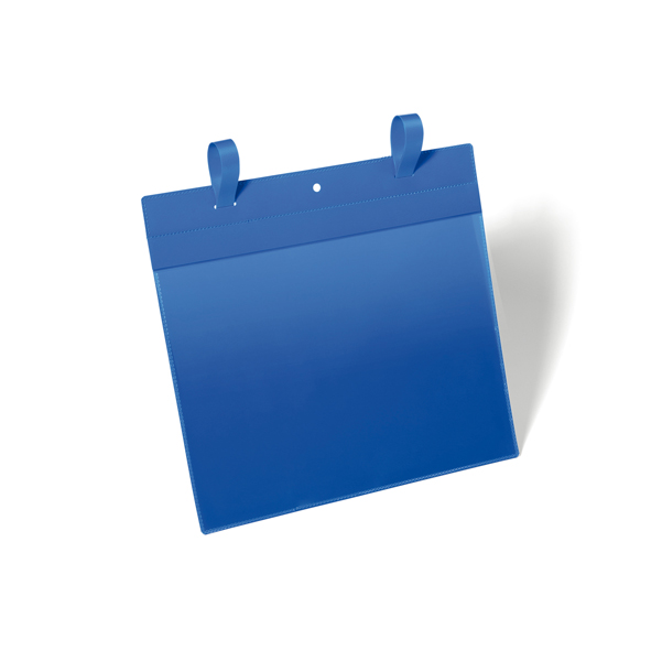  Buste identificative - con fascette di aggancio - A4 orizzontale - blu - Durable - conf. 50 pezzi 