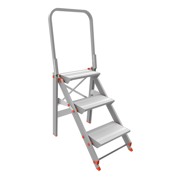  Scaletta Class Più - con parapetto - 3 gradini - alluminio - Marchetti 